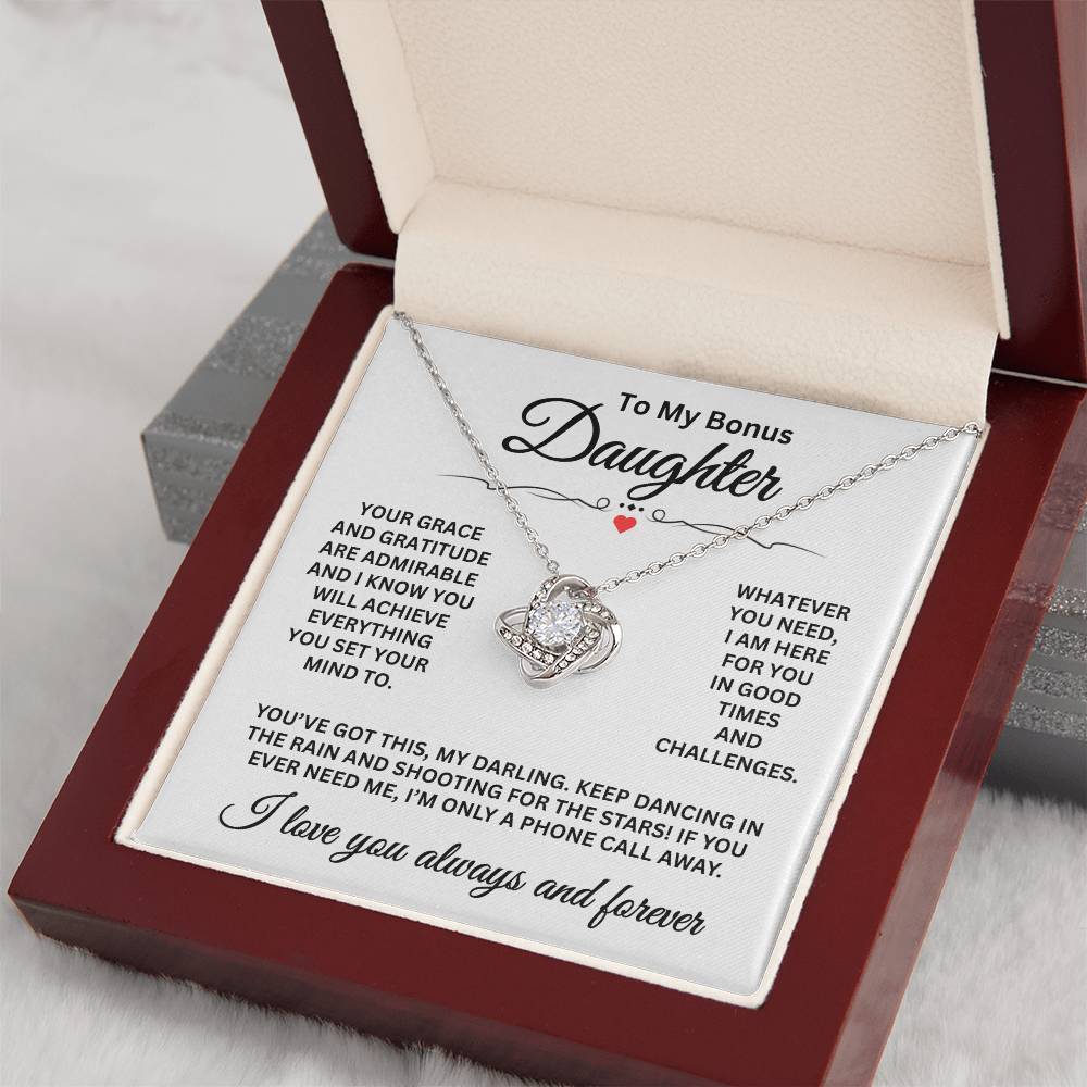 To My Bonus Daughter - I Love You Always And Forever - Love Knot Necklace