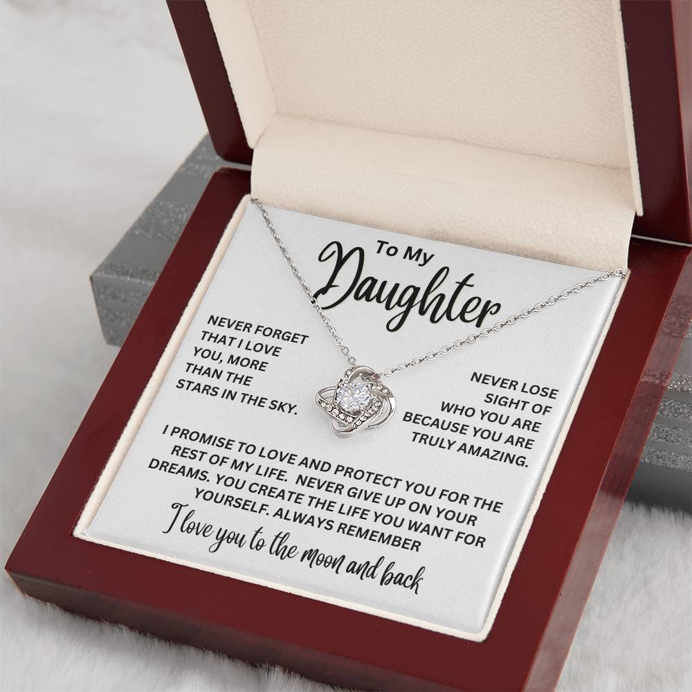 To My Daughter - I Love You To The Moon And Back - Love Knot Necklace