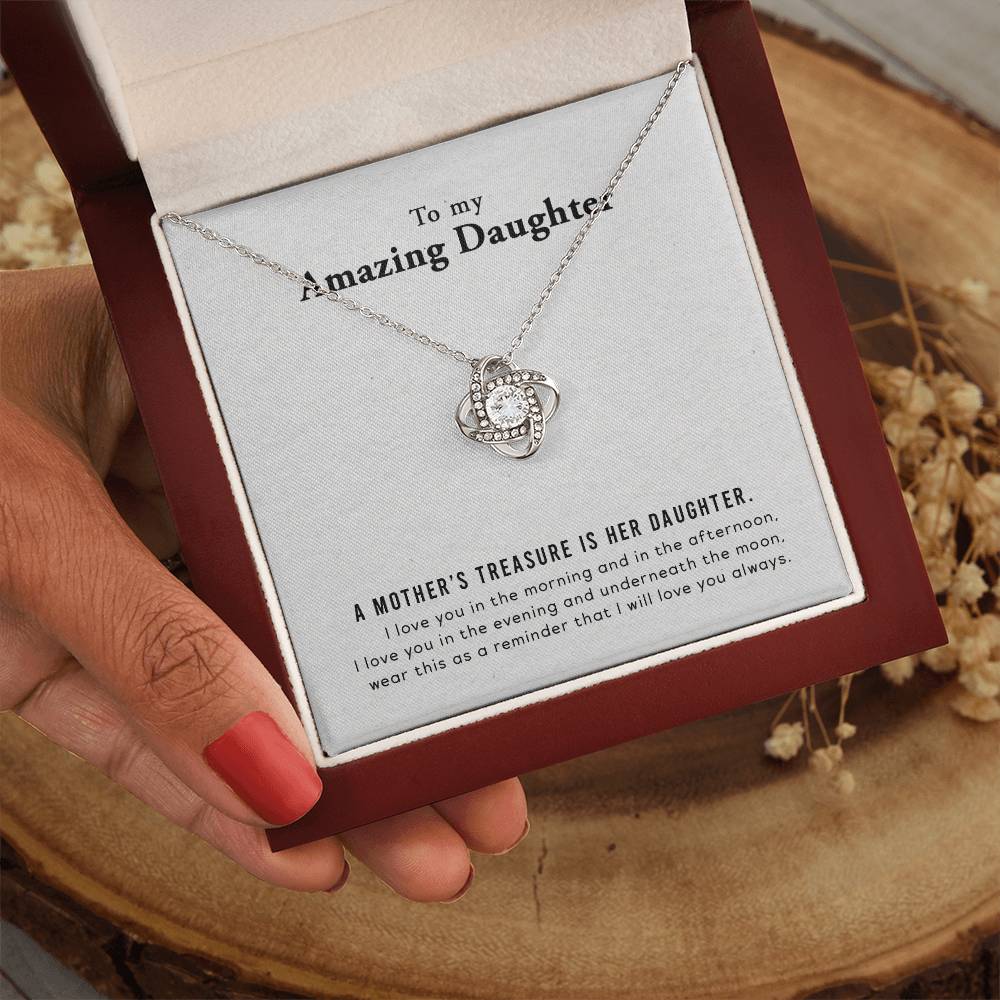 To My Amazing Daughter - Love Knot Necklace & Heartfelt Message Card