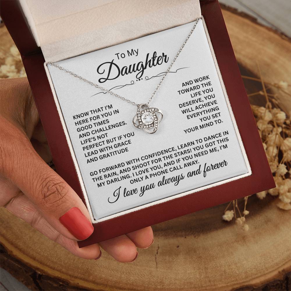 To My Daughter - I Love You Always And Forever - Love Knot Necklace