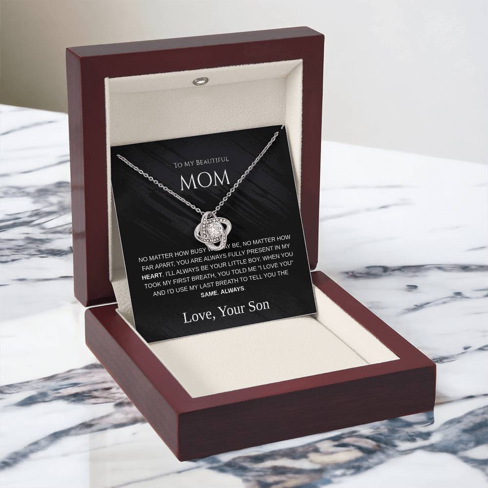 To My Beautiful Mom - Love Knot Necklace - Mother's Day Gift