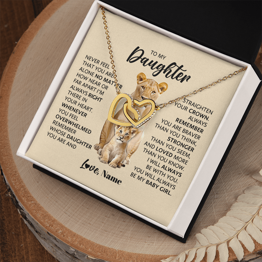 To My Daughter - Interlocking Hearts Necklace & Personalized Message Card