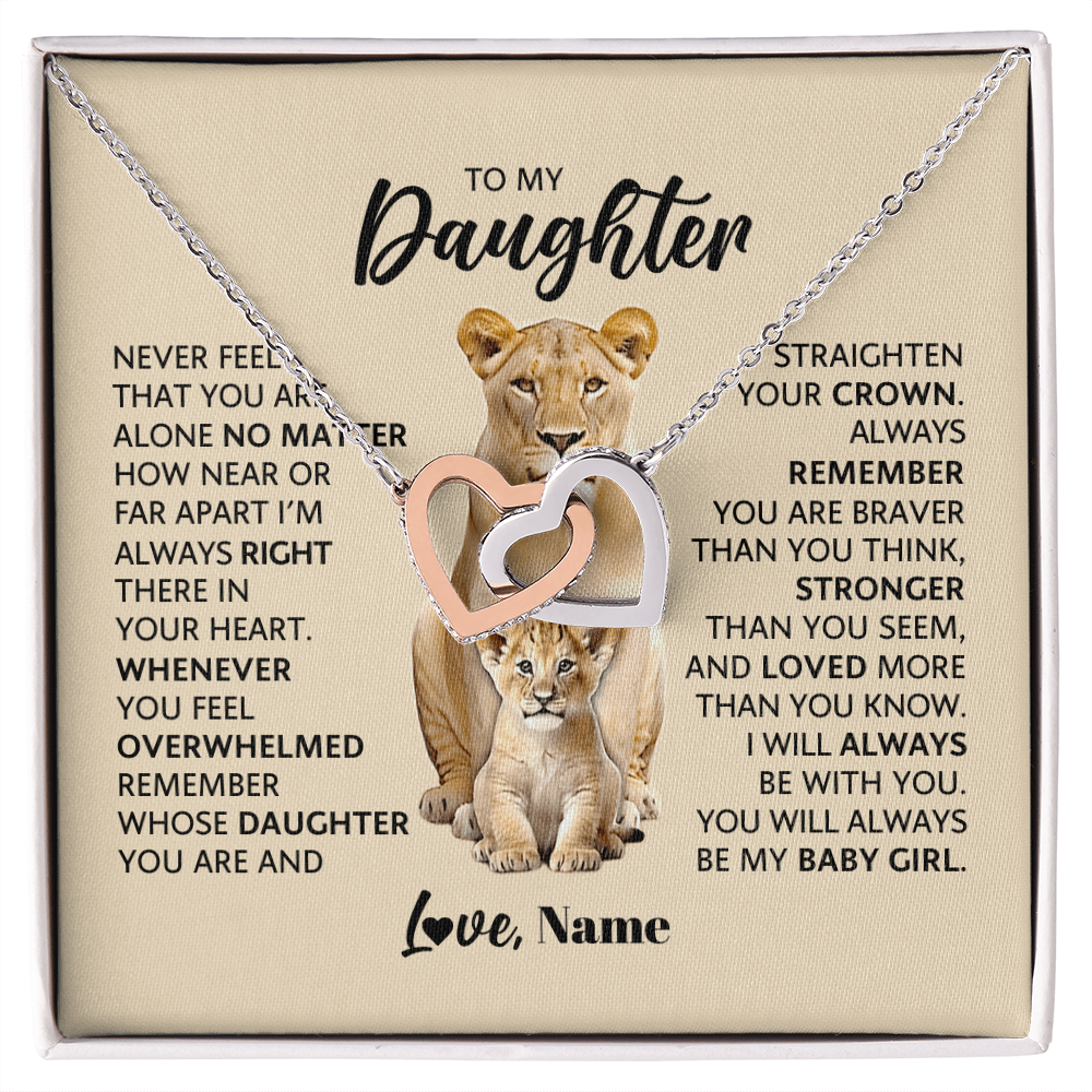 To My Daughter - Interlocking Hearts Necklace & Personalized Message Card