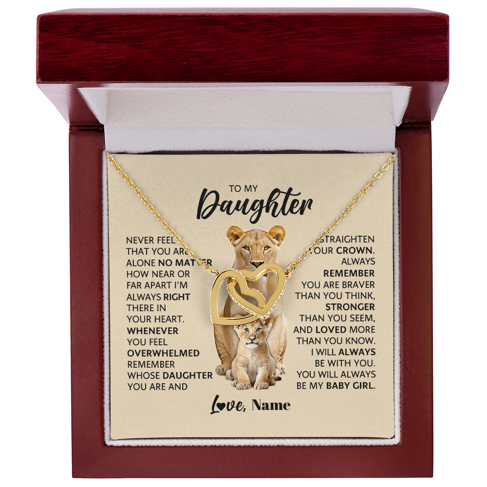 To My Daughter - Interlocking Hearts Necklace & Personalized Message Card