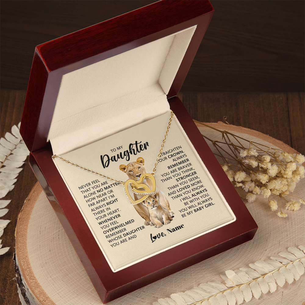 To My Daughter - Interlocking Hearts Necklace & Personalized Message Card