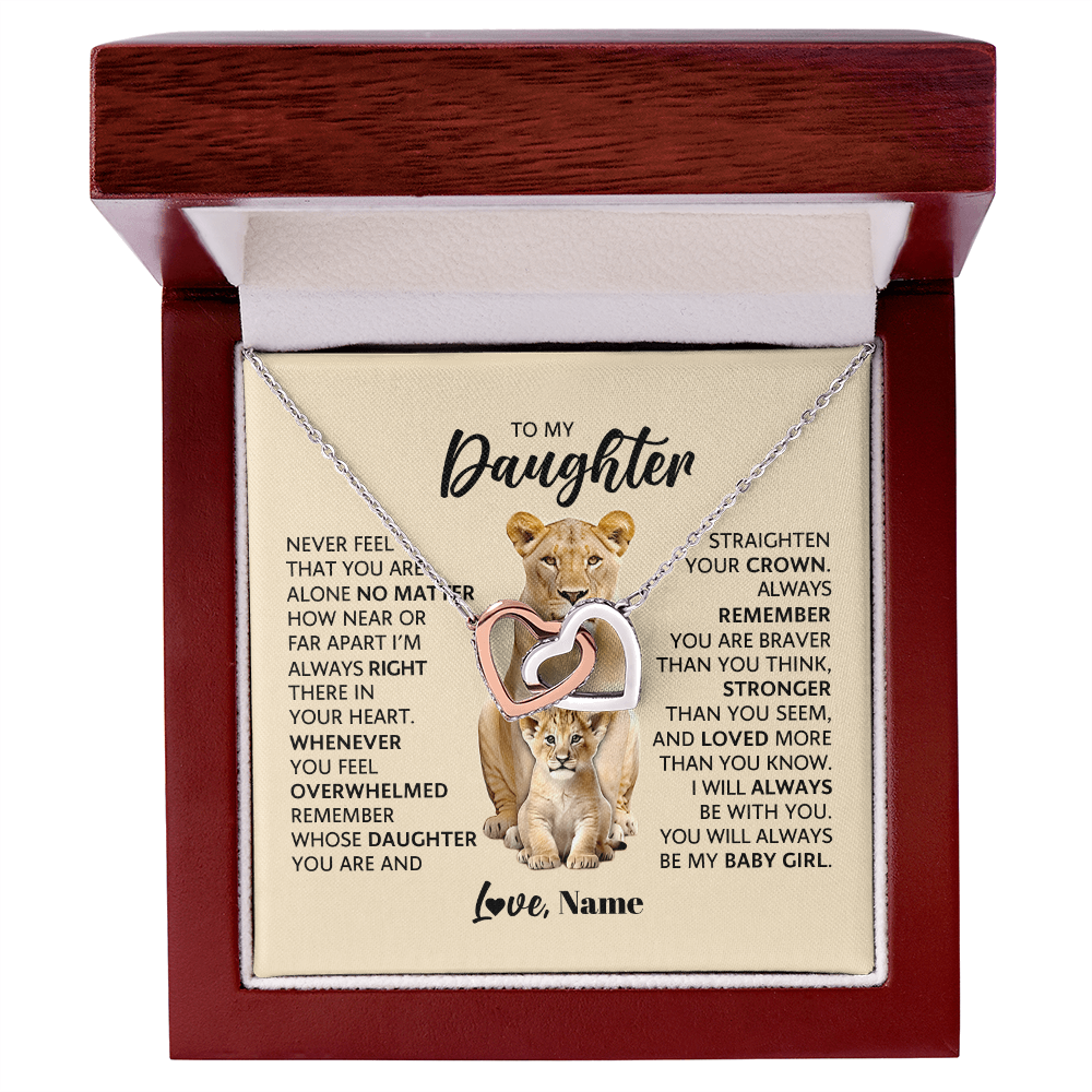 To My Daughter - Interlocking Hearts Necklace & Personalized Message Card
