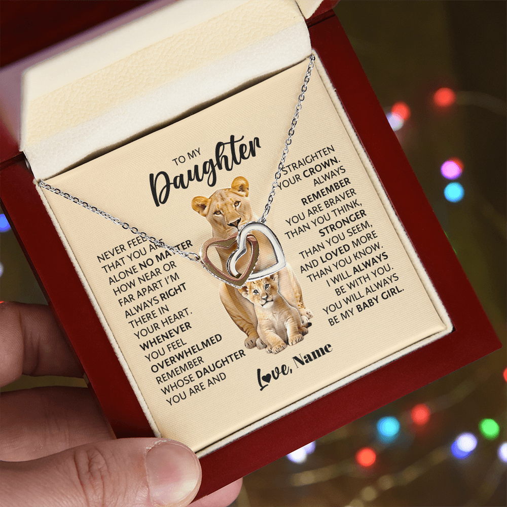 To My Daughter - Interlocking Hearts Necklace & Personalized Message Card