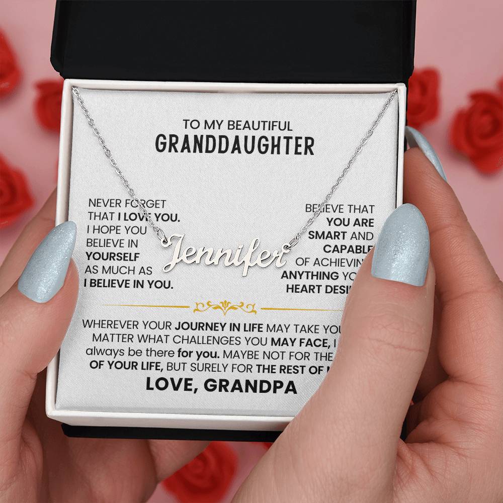 To My Granddaughter - Custom Name Necklace