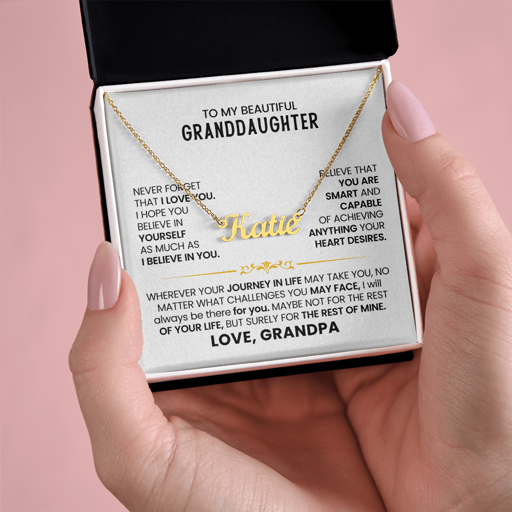 To My Granddaughter - Custom Name Necklace