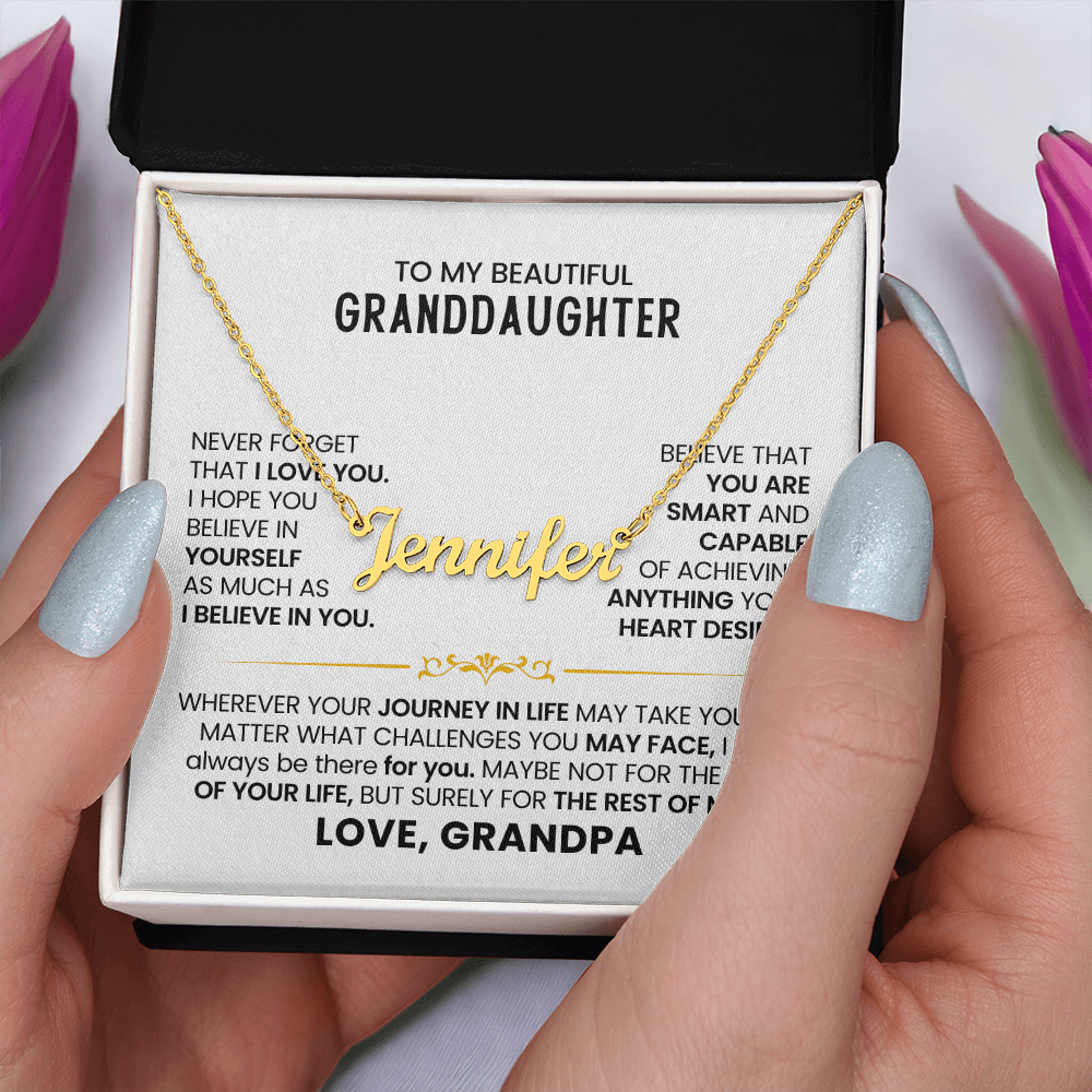 To My Granddaughter - Custom Name Necklace