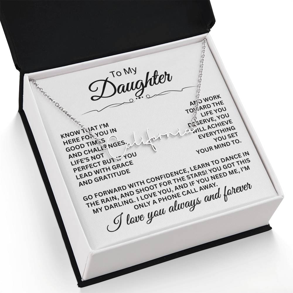 To My Daughter Signature Name Necklace