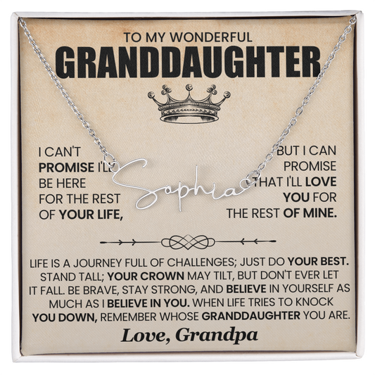 To My Granddaughter - Signature Name Necklace