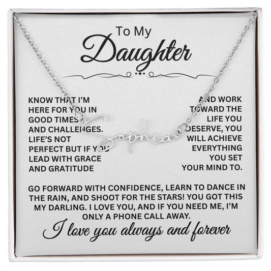 To My Daughter Signature Name Necklace