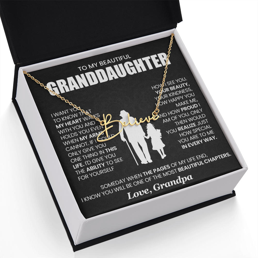 To My beautiful Granddaughter - Signature Name Necklace