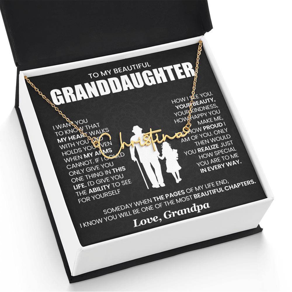To My beautiful Granddaughter - Signature Name Necklace