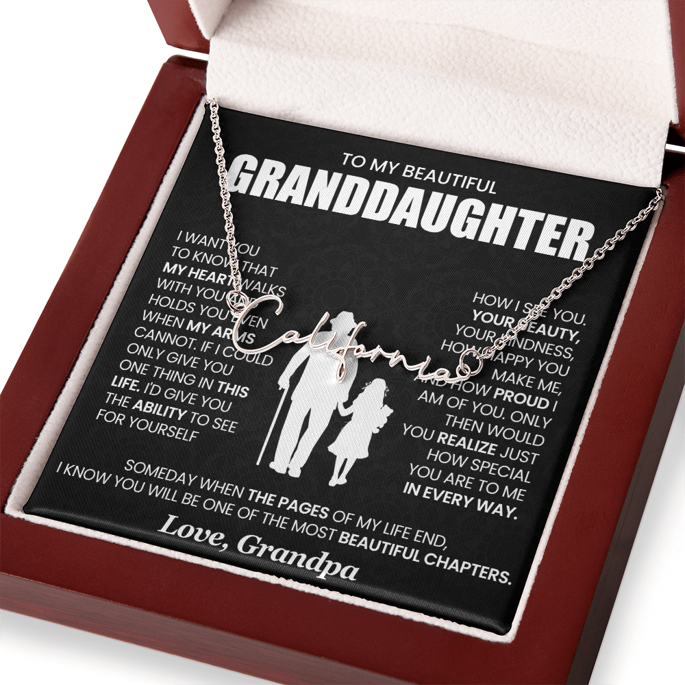 To My beautiful Granddaughter - Signature Name Necklace