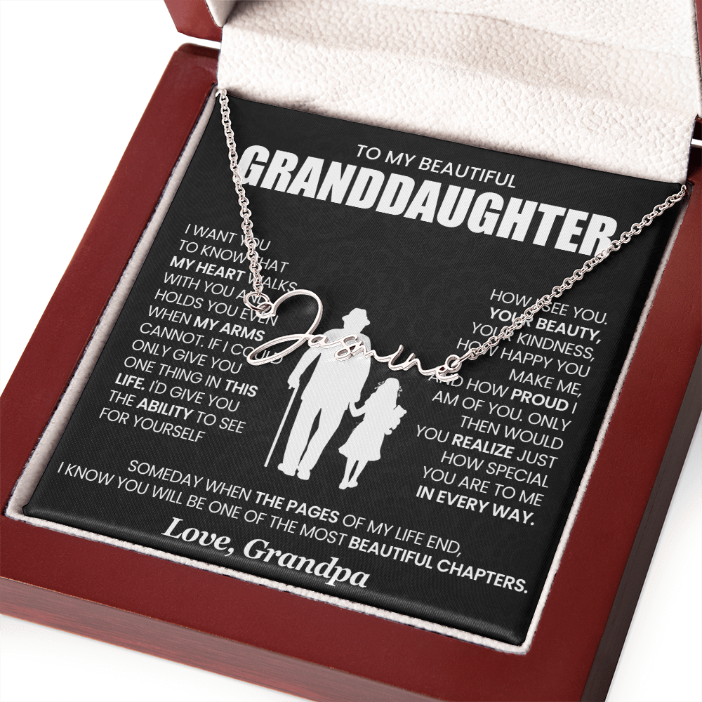 To My beautiful Granddaughter - Signature Name Necklace