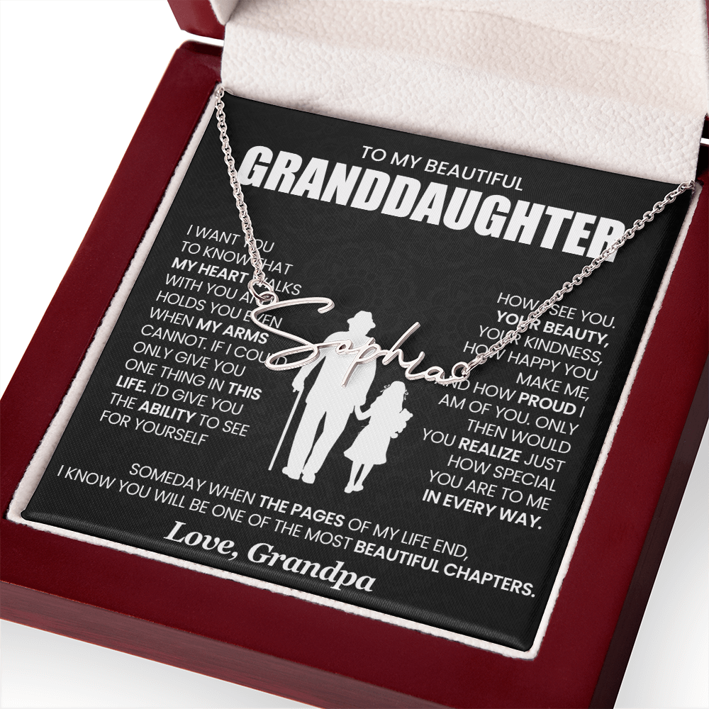 To My beautiful Granddaughter - Signature Name Necklace