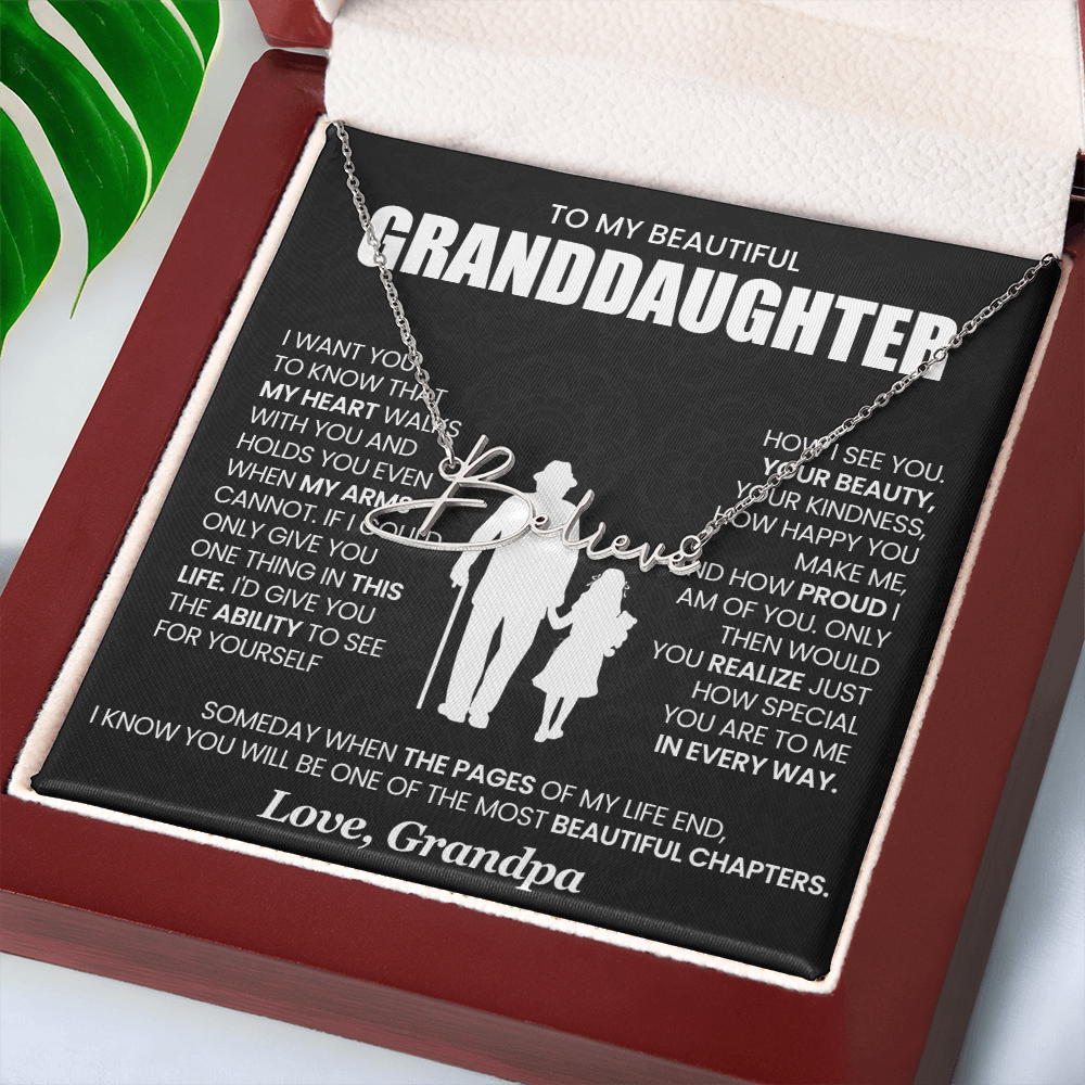 To My beautiful Granddaughter - Signature Name Necklace