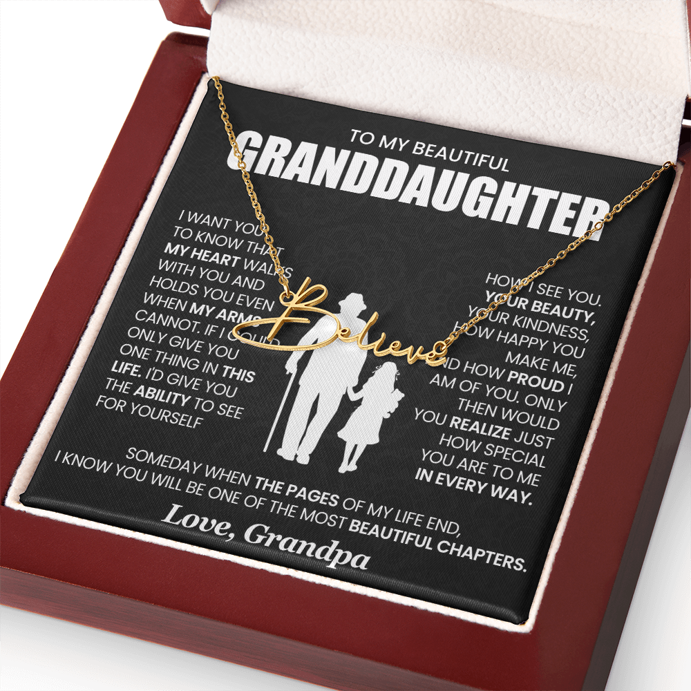 To My beautiful Granddaughter - Signature Name Necklace