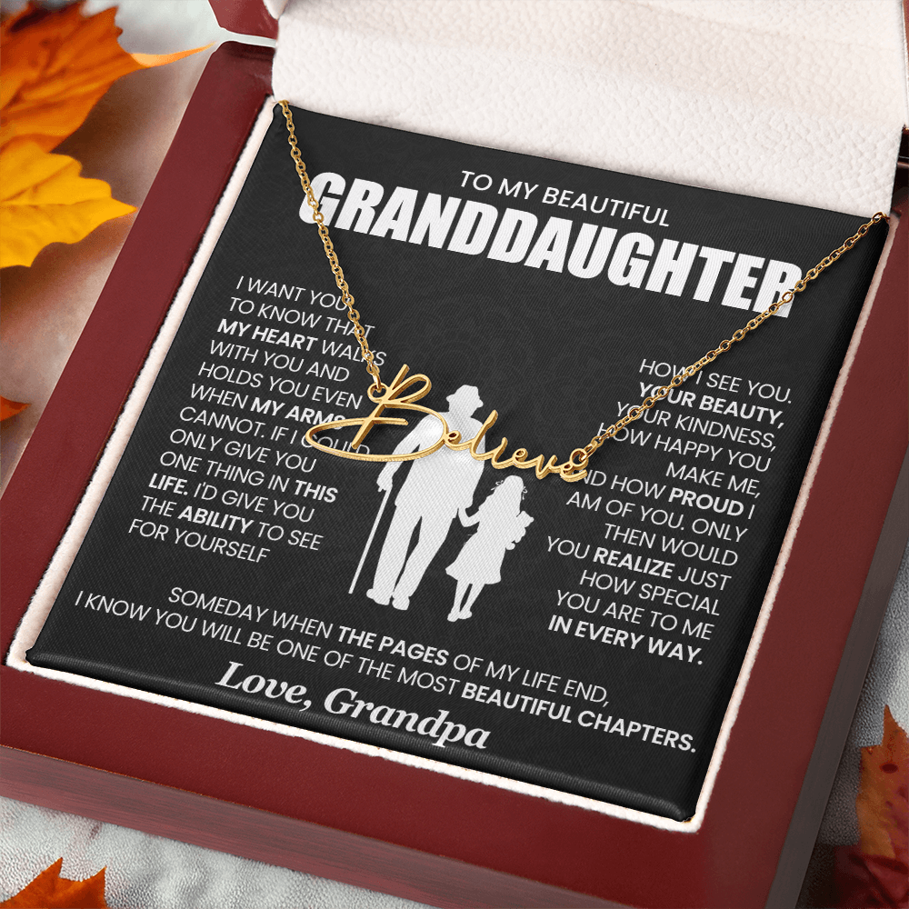 To My beautiful Granddaughter - Signature Name Necklace