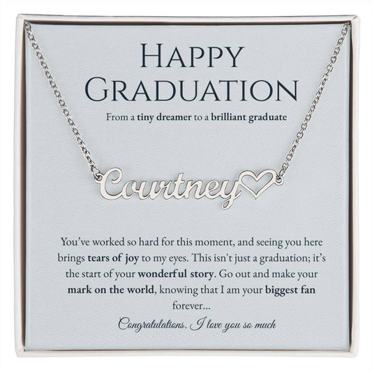 Personalized Graduation Gift for Daughter - Custom Name Necklace with Message Card