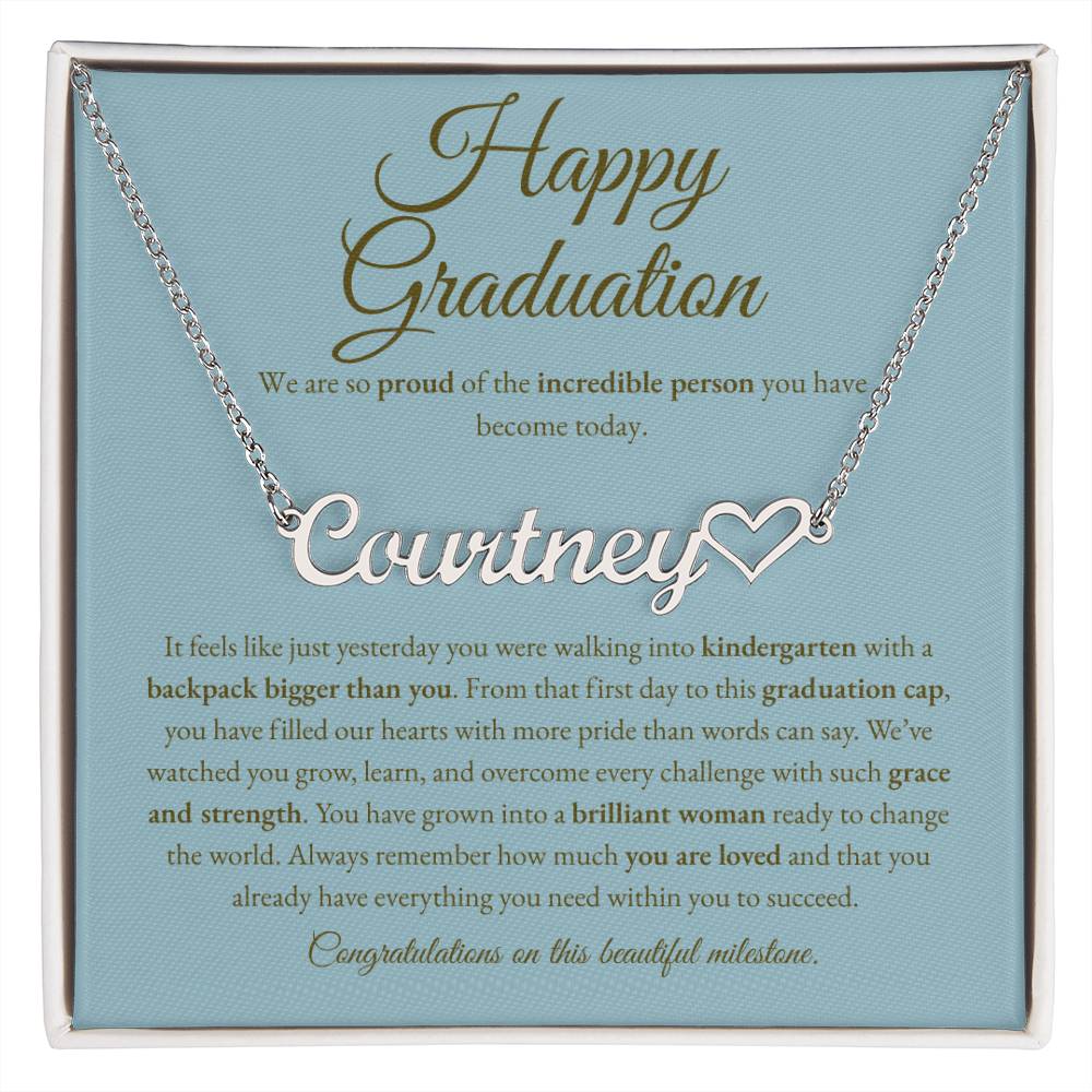 Personalized Graduation Gift for Daughter - Custom Name Necklace with Message Card