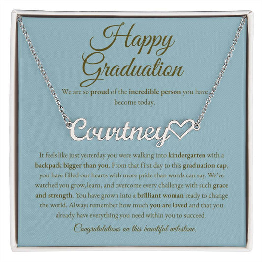 Personalized Graduation Gift for Daughter - Custom Name Necklace with Message Card