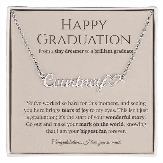 Personalized Graduation Gift for Daughter - Custom Name Necklace with Message Card