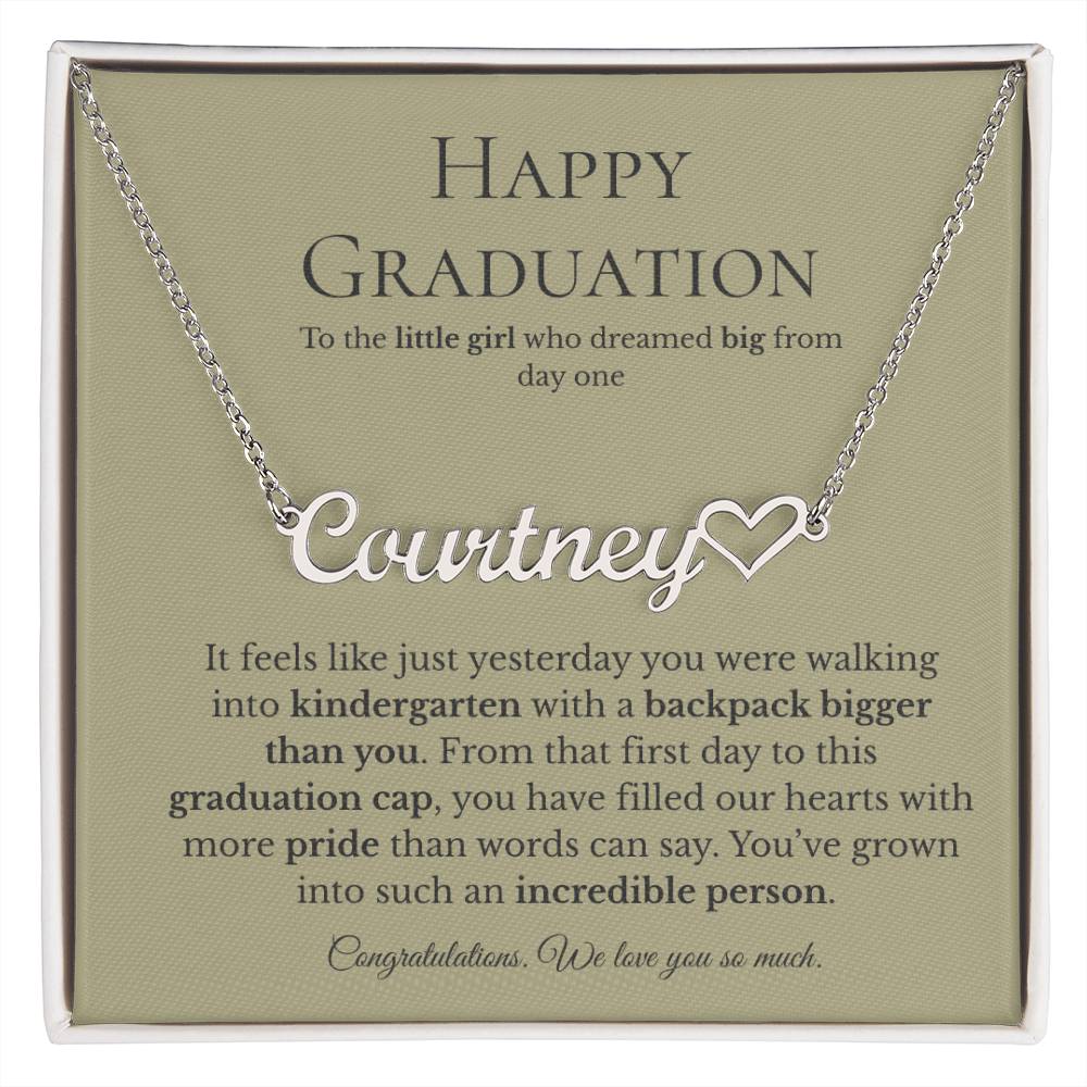 Personalized Graduation Gift for Daughter - Custom Name Necklace with Message Card
