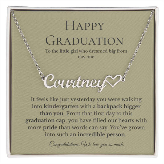 Personalized Graduation Gift for Daughter - Custom Name Necklace with Message Card