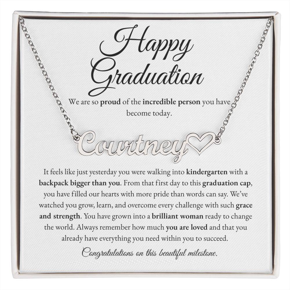 Custom Name Necklace - Kindergarten to High School Graduation Keepsake