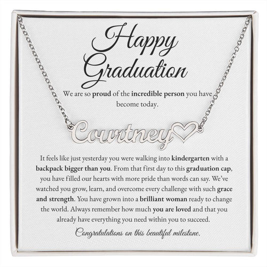 Custom Name Necklace - Kindergarten to High School Graduation Keepsake