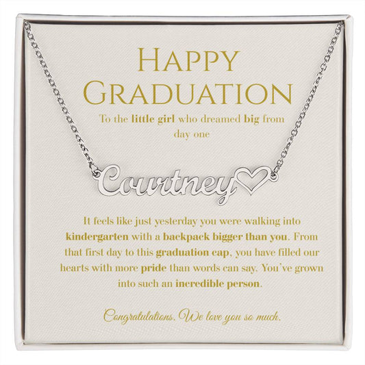 Personalized Graduation Gift for Daughter - Custom Name Necklace with Message Card