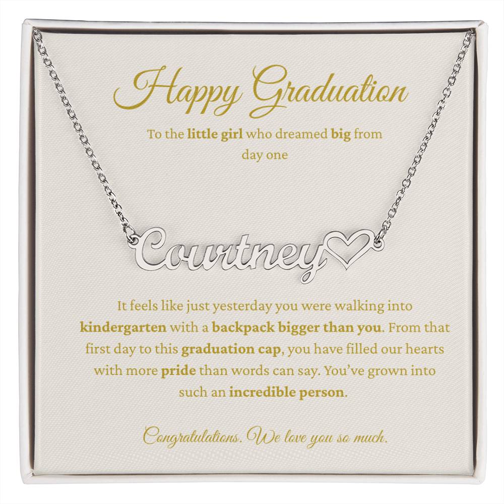 Custom Name Necklace - Kindergarten to High School Graduation Keepsake
