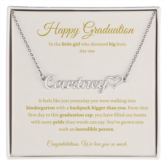 Custom Name Necklace - Kindergarten to High School Graduation Keepsake