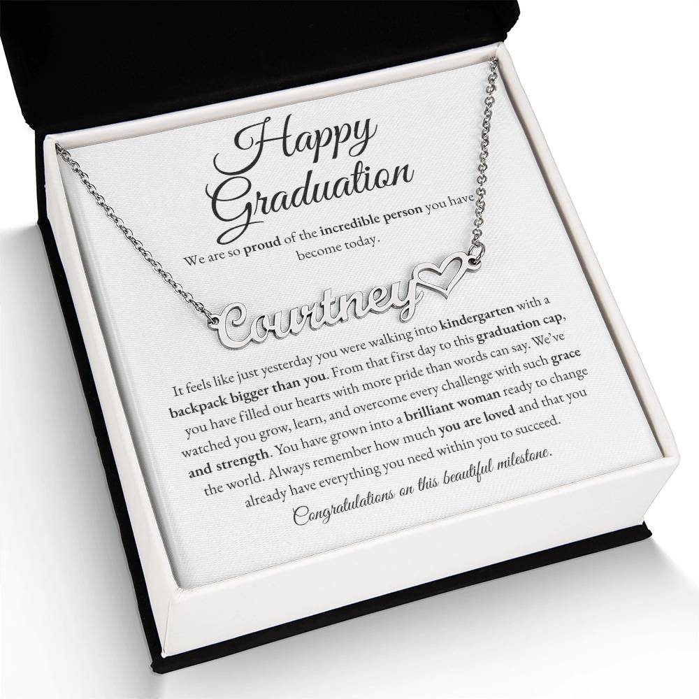 Custom Name Necklace - Kindergarten to High School Graduation Keepsake