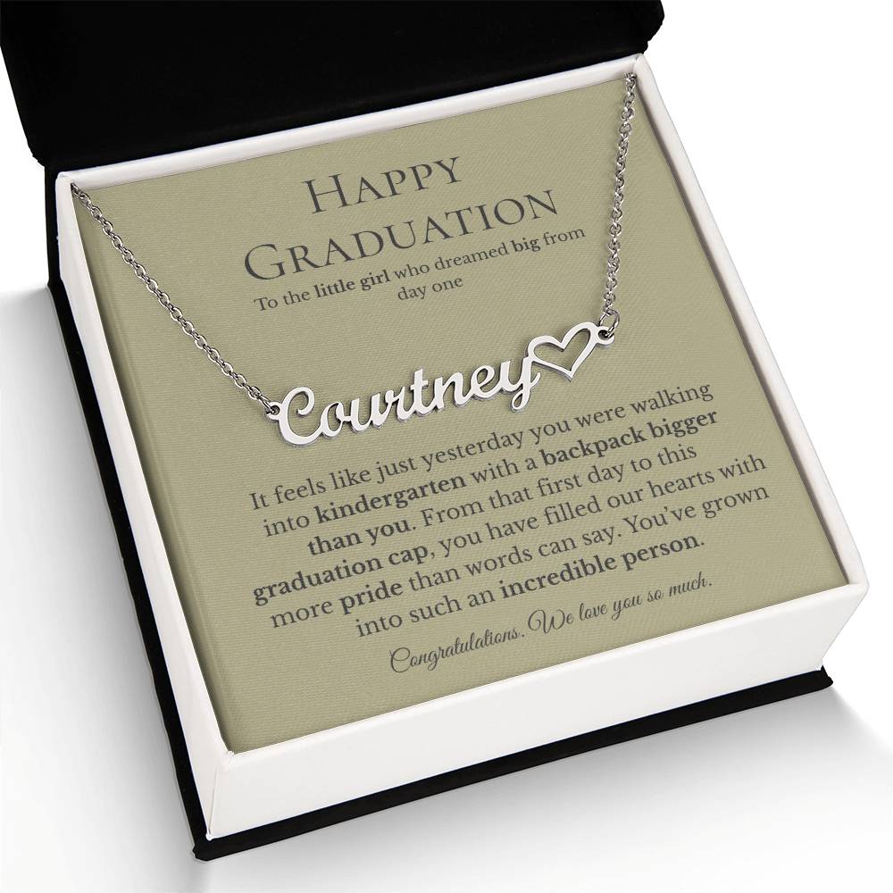 Personalized Graduation Gift for Daughter - Custom Name Necklace with Message Card