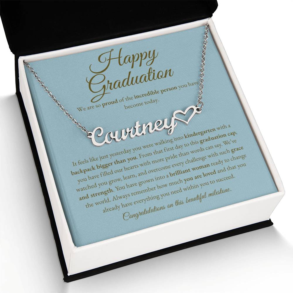 Personalized Graduation Gift for Daughter - Custom Name Necklace with Message Card
