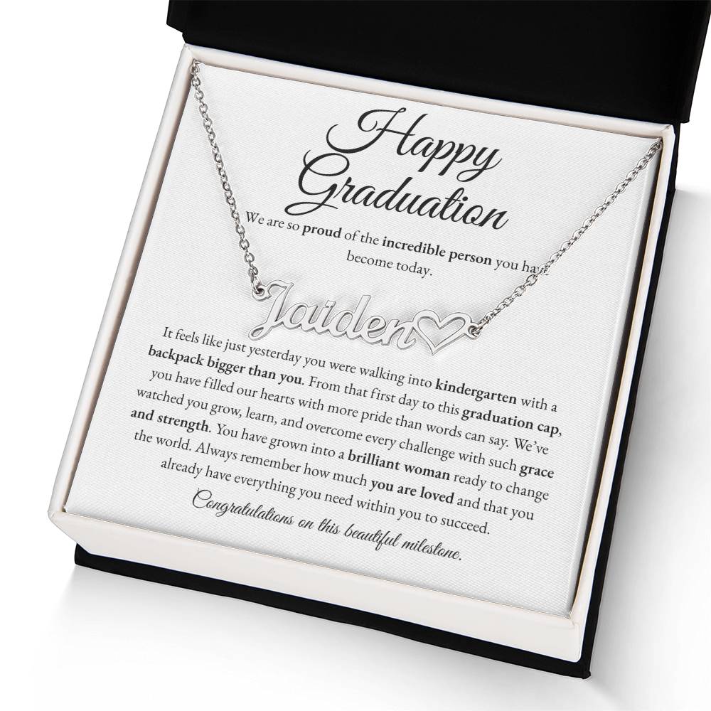Custom Name Necklace - Kindergarten to High School Graduation Keepsake