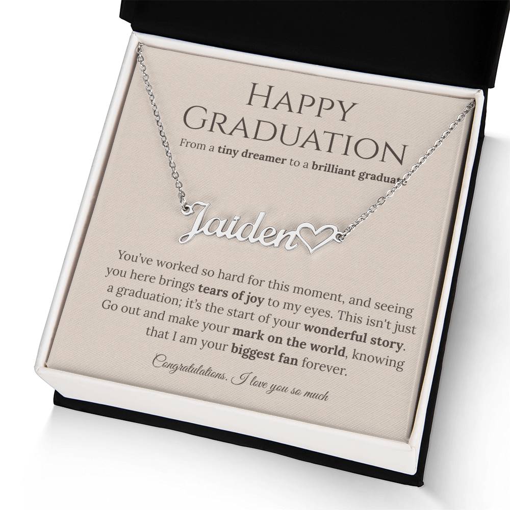 Personalized Graduation Gift for Daughter - Custom Name Necklace with Message Card