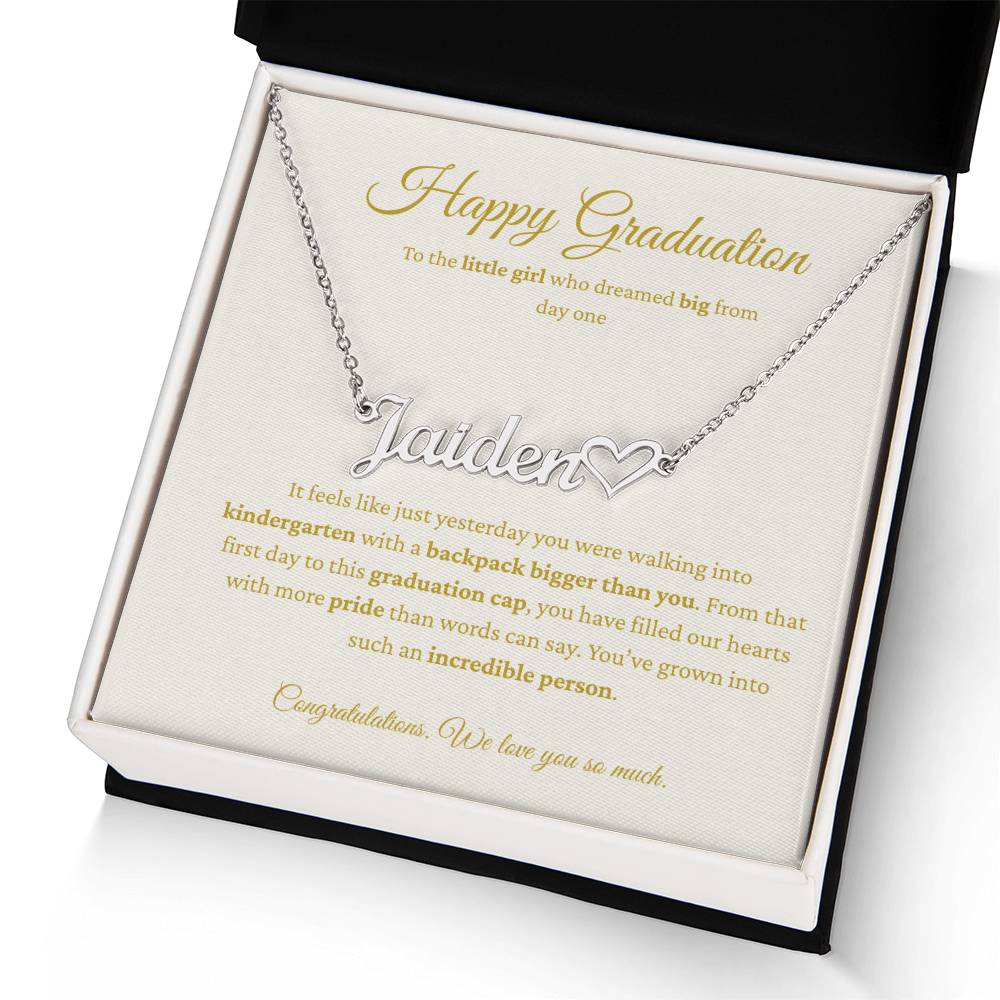 Custom Name Necklace - Kindergarten to High School Graduation Keepsake