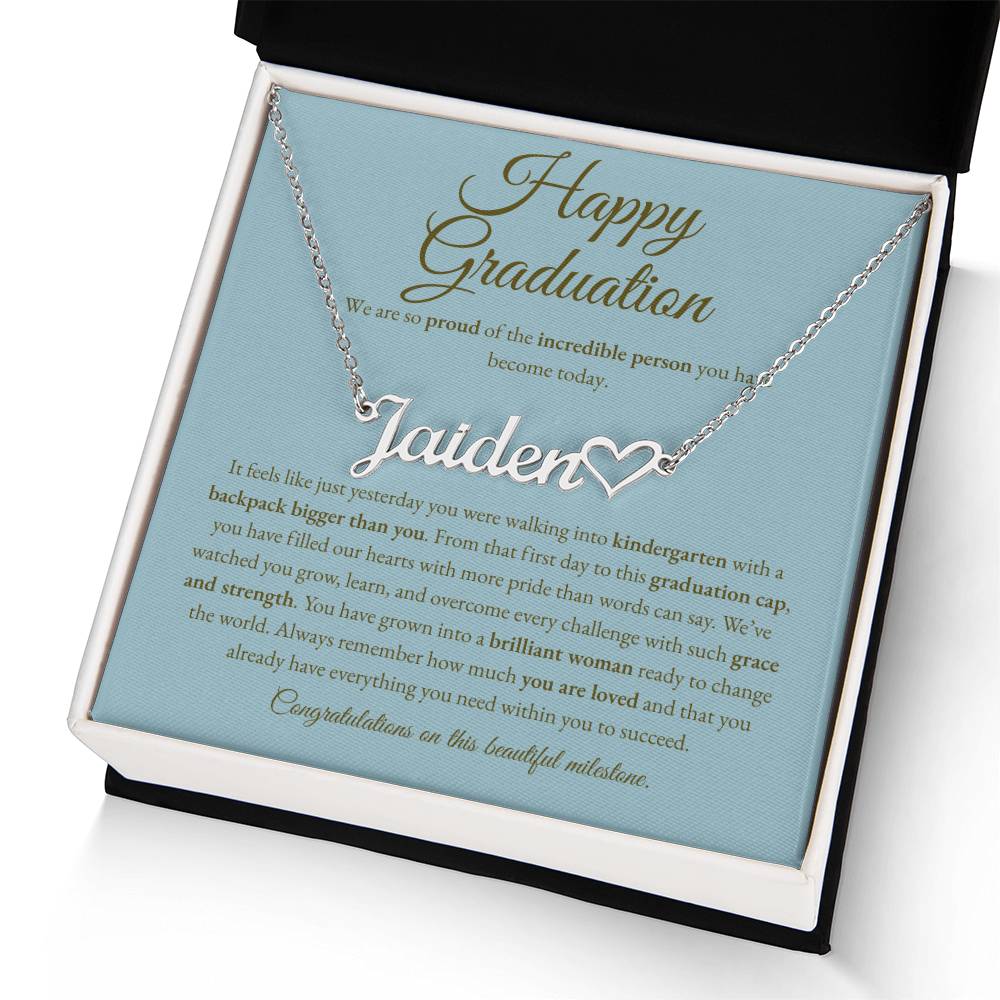 Personalized Graduation Gift for Daughter - Custom Name Necklace with Message Card