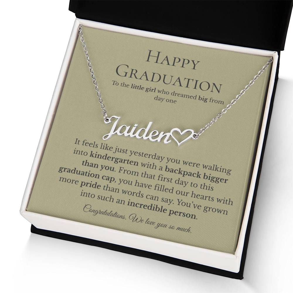 Personalized Graduation Gift for Daughter - Custom Name Necklace with Message Card