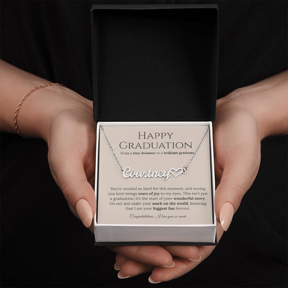 Personalized Graduation Gift for Daughter - Custom Name Necklace with Message Card