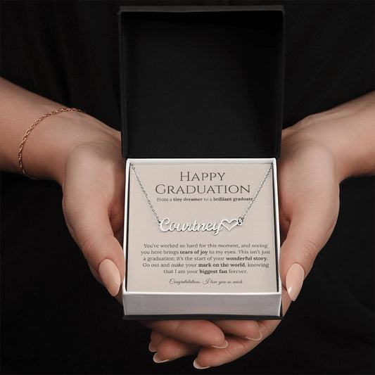 Personalized Graduation Gift for Daughter - Custom Name Necklace with Message Card