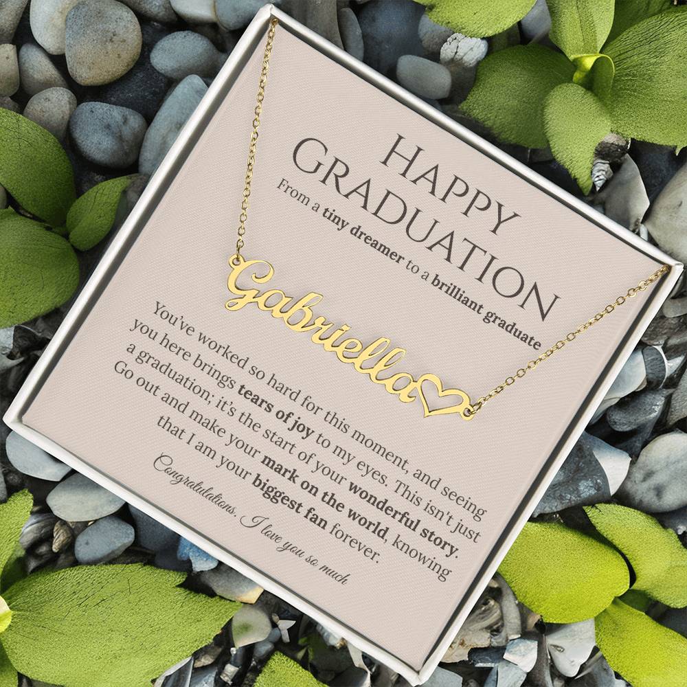 Personalized Graduation Gift for Daughter - Custom Name Necklace with Message Card