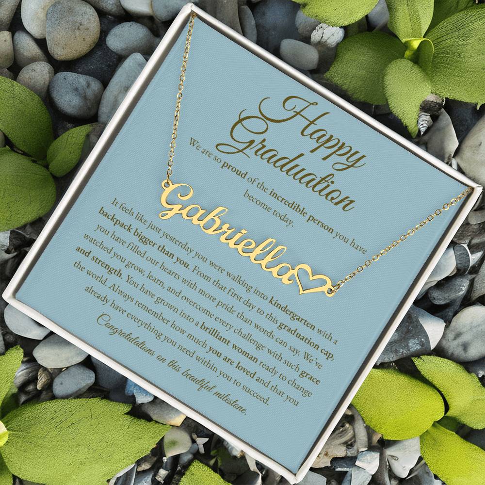 Personalized Graduation Gift for Daughter - Custom Name Necklace with Message Card