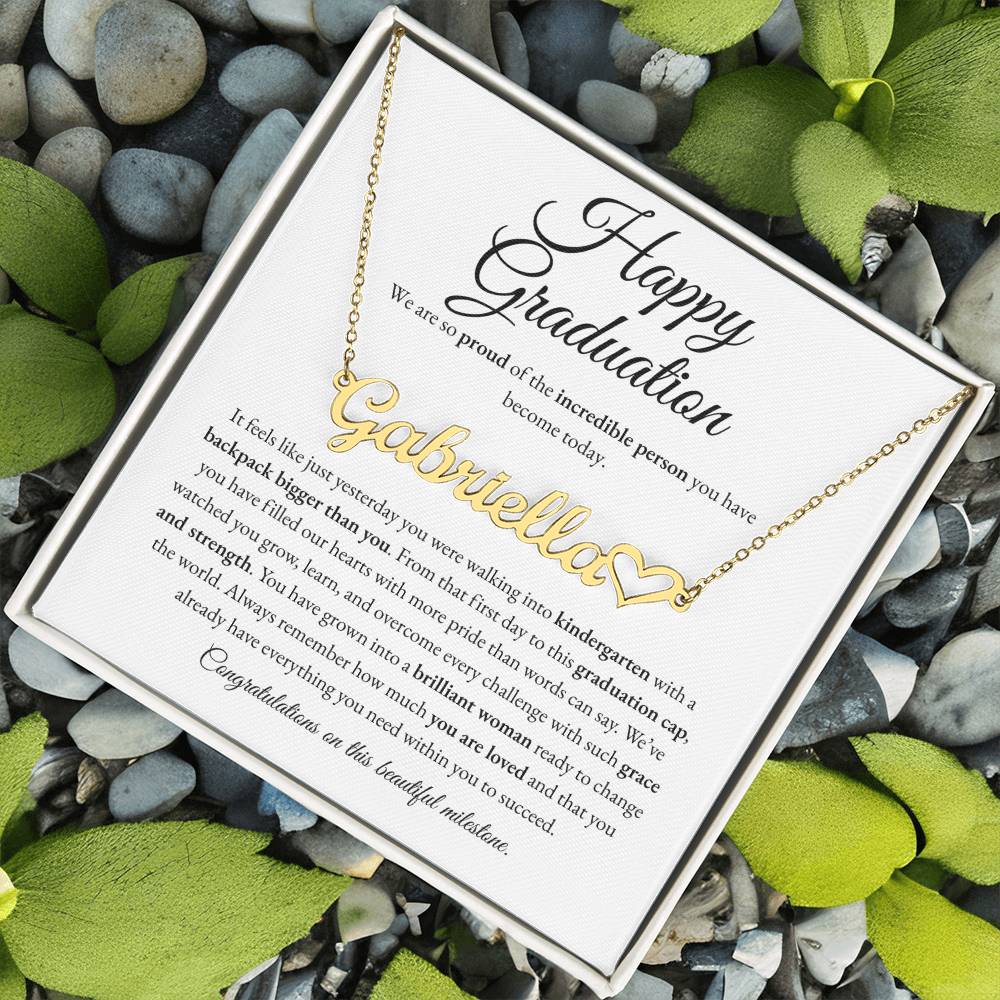 Custom Name Necklace - Kindergarten to High School Graduation Keepsake