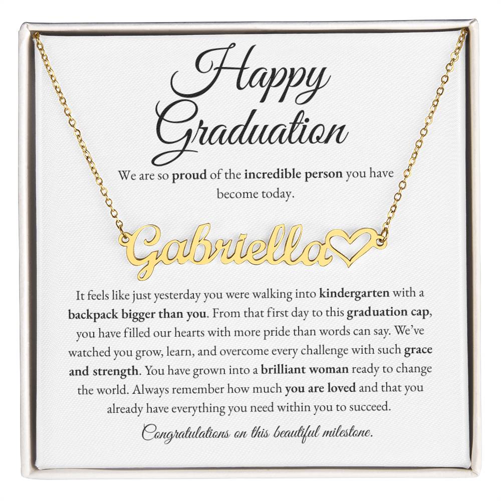 Custom Name Necklace - Kindergarten to High School Graduation Keepsake